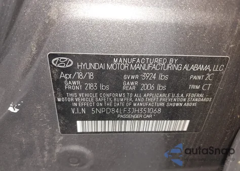 2018 Hyundai Elantra Limited from USA, damaged, VIN 5NPD84LF3JH351068